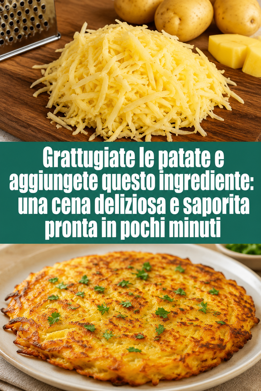 Grattugiate le patate 🥔 e aggiungete questo ingrediente: una cena deliziosa e saporita pronta in pochi minuti