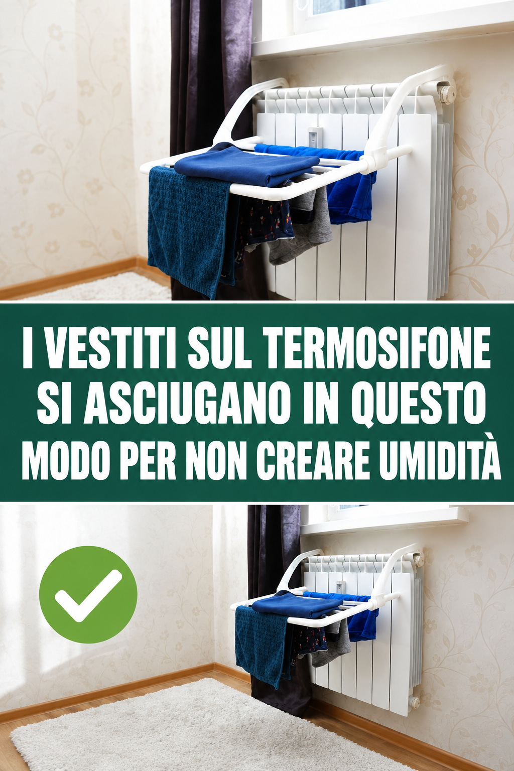 I vestiti sul termosifone si asciugano in questo modo per non creare umidità