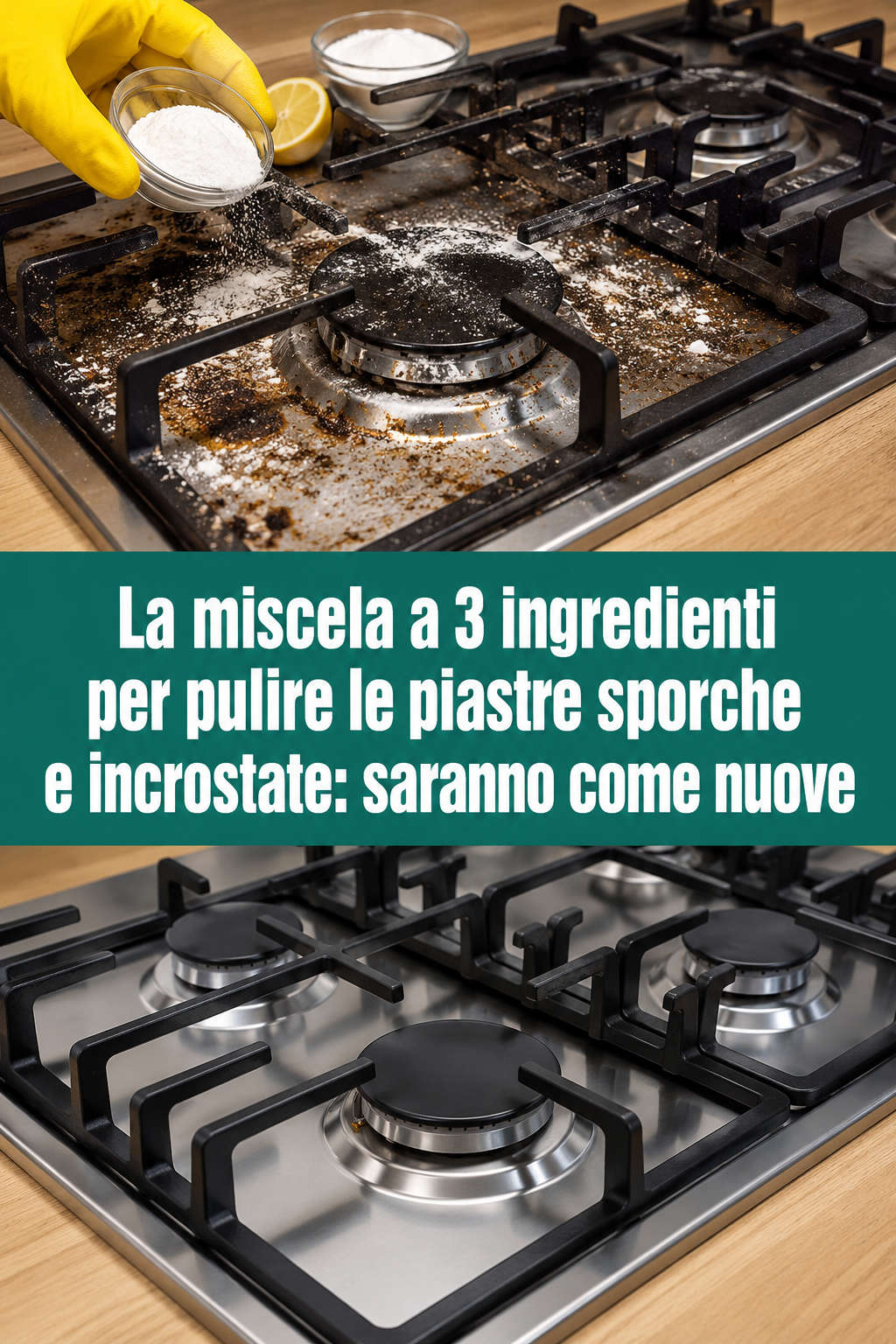 La miscela a 3 ingredienti per pulire le piastre sporche e incrostate: saranno come nuove