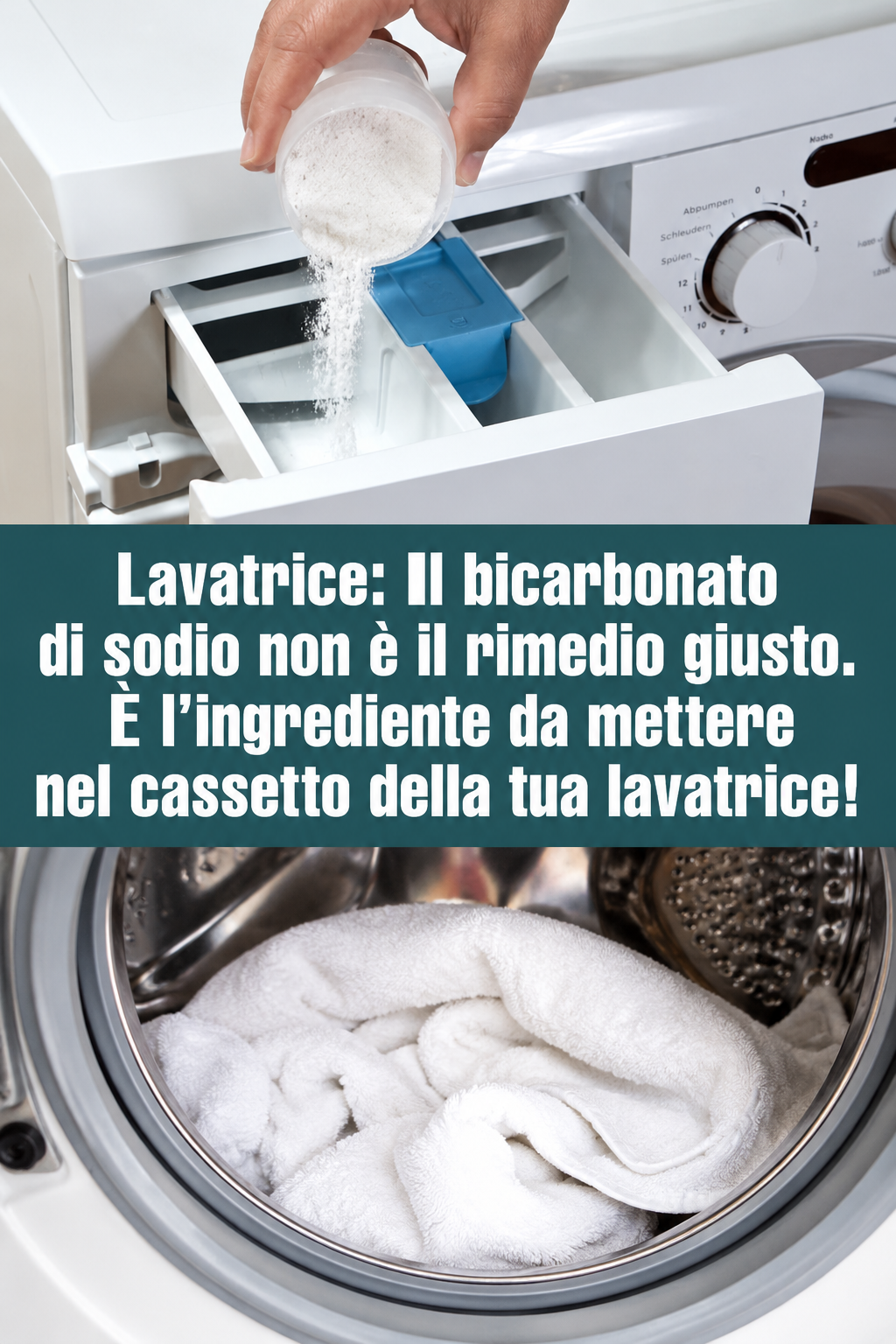 Lavatrice: Il bicarbonato di sodio non è il rimedio giusto. È l’ingrediente da mettere nel cassetto della tua lavatrice!