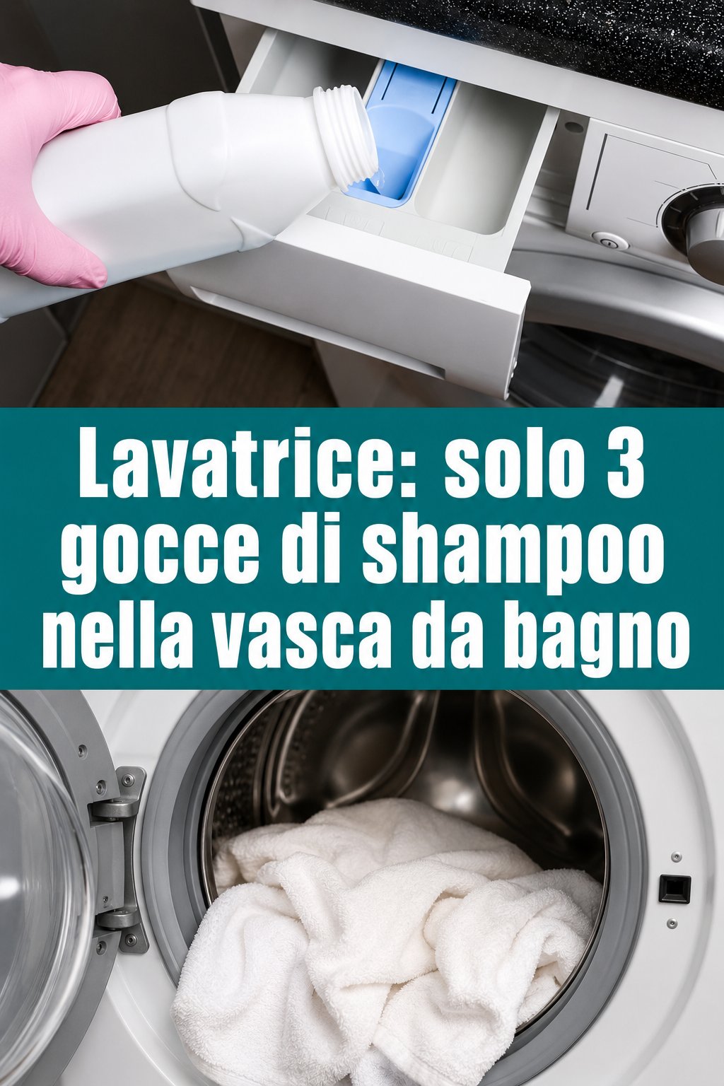 Lavatrice: solo 3 gocce di shampoo nella vasca da bagno