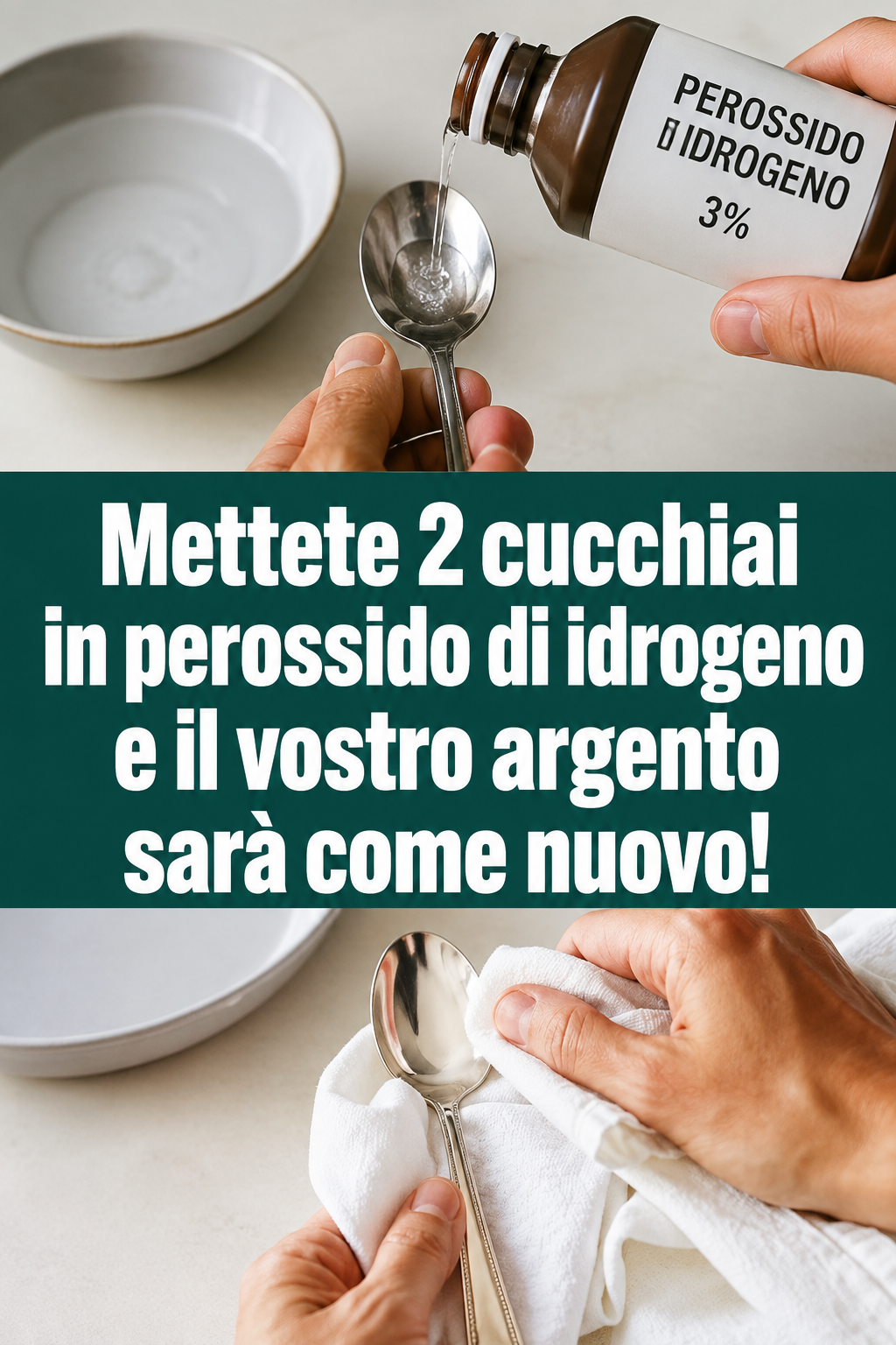 Mettete 2 cucchiai in perossido di idrogeno e il vostro argento sarà come nuovo!