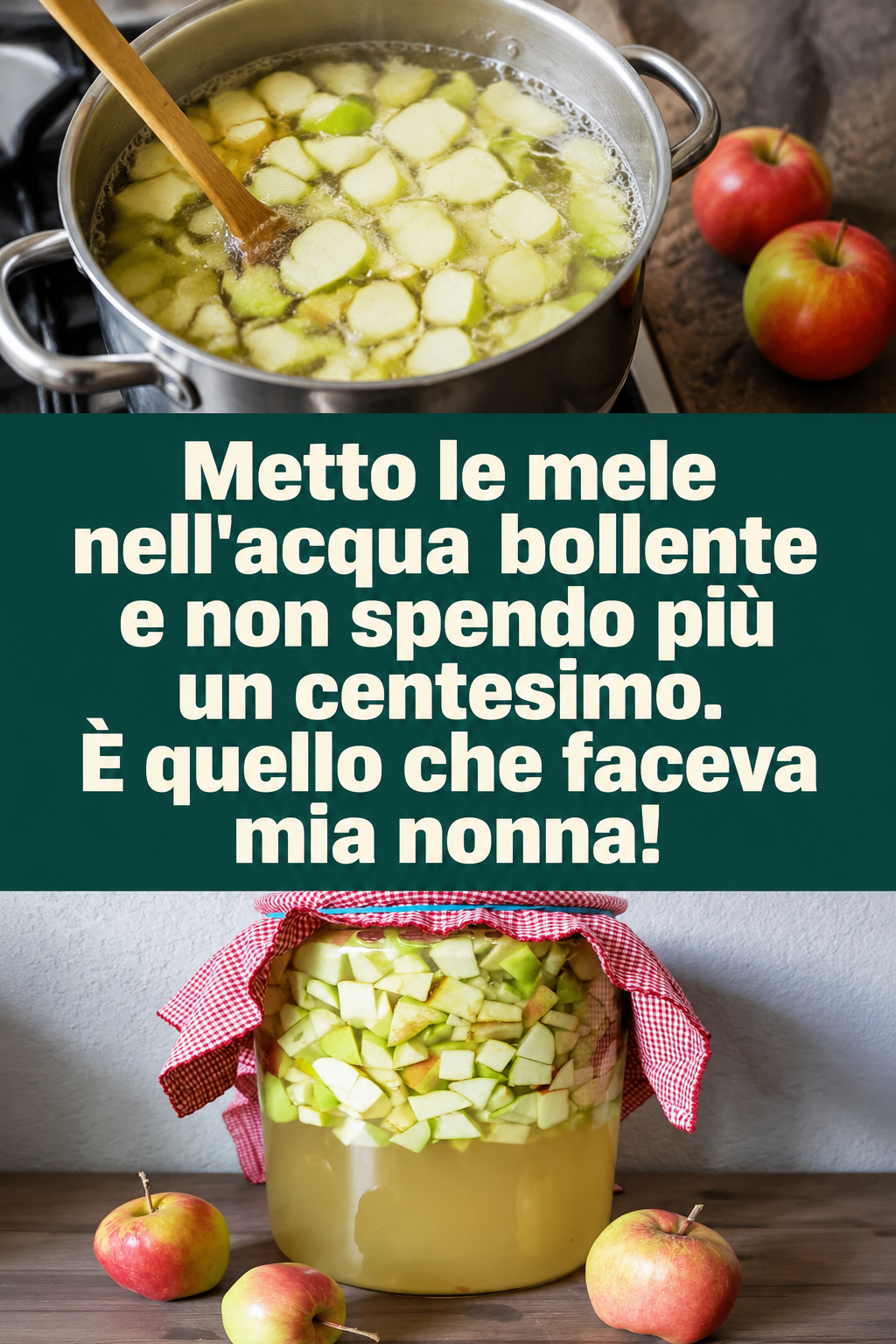 Metto le mele nell’acqua bollente e non spendo più un centesimo. È quello che faceva mia nonna!