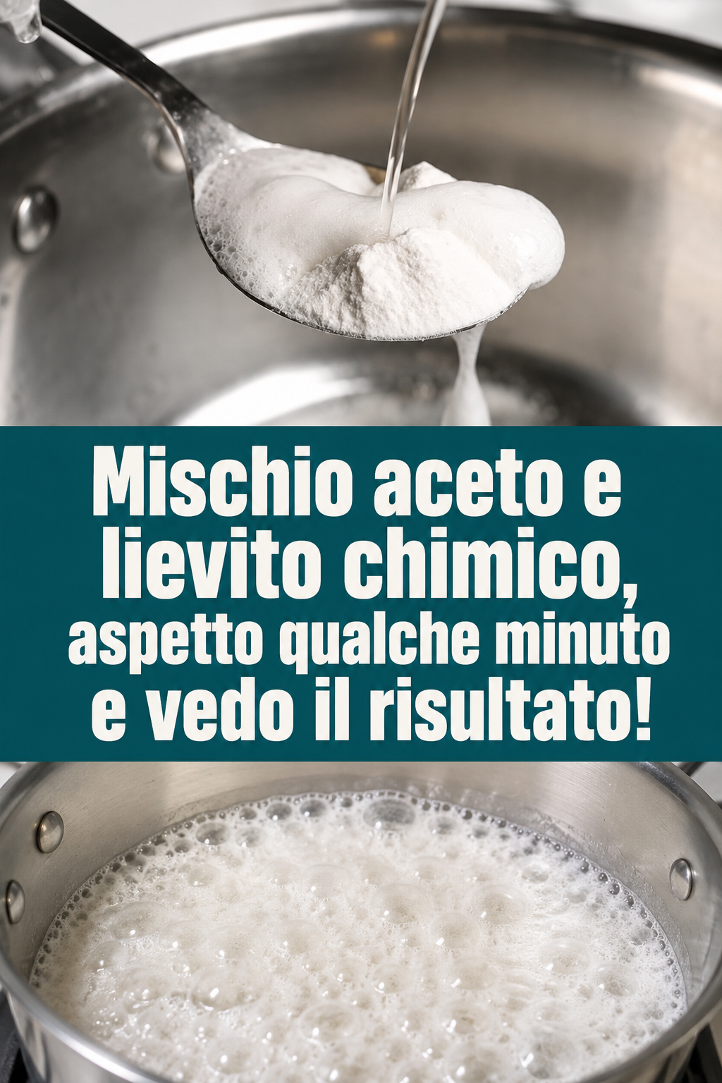 Mischio aceto e lievito chimico, aspetto qualche minuto e vedo il risultato!