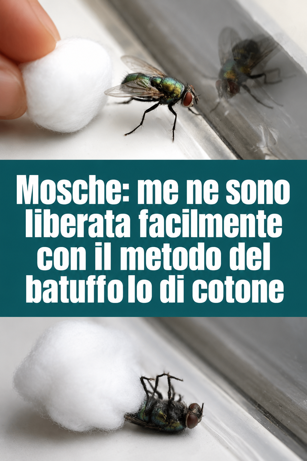 Mosche: me ne sono liberata facilmente con il metodo del batuffolo di cotone