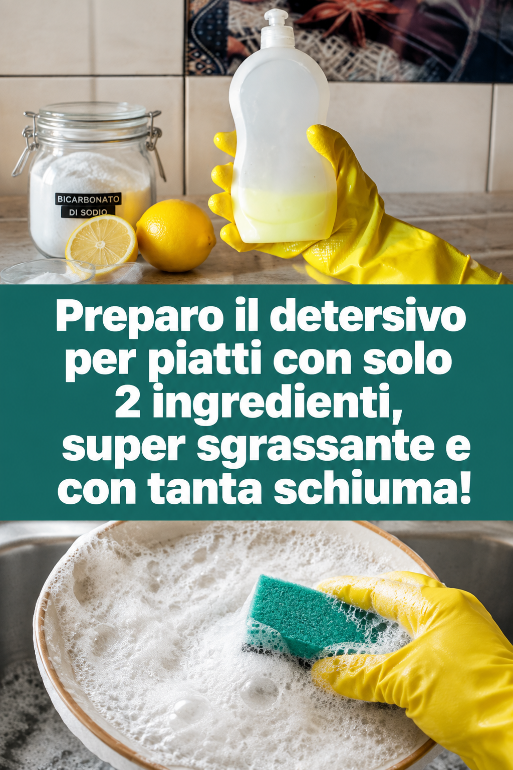 Preparo il detersivo per piatti con solo 2 ingredienti, super sgrassante e con tanta schiuma!