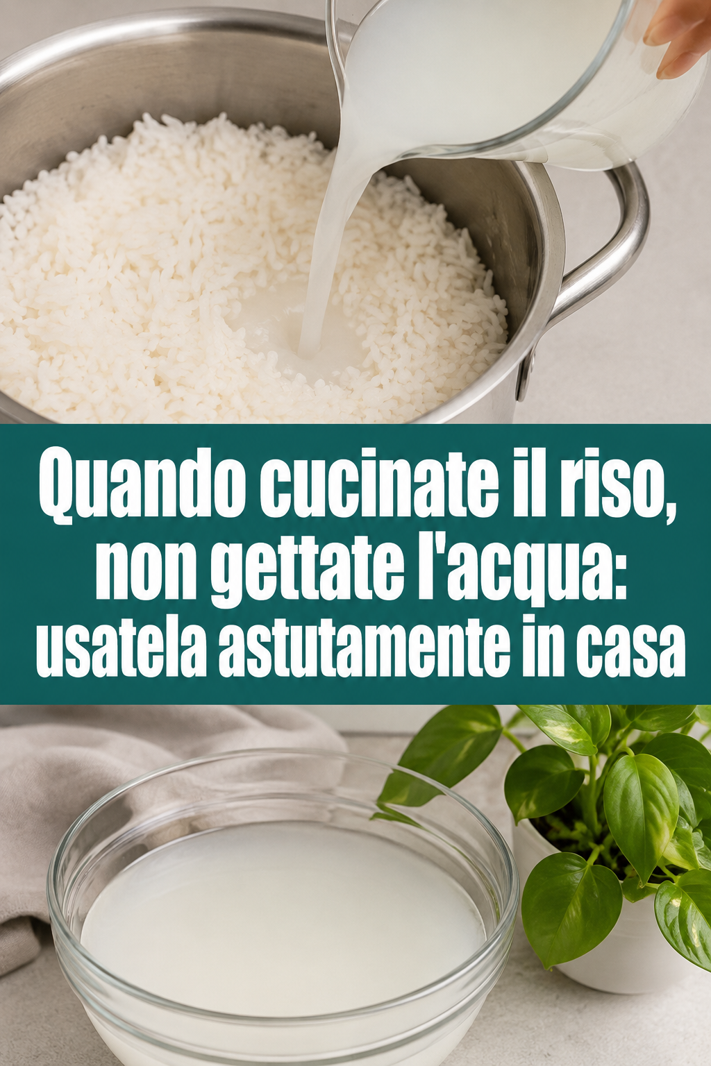 Quando cucinate il riso, non gettate l’acqua: usatela astutamente in casa