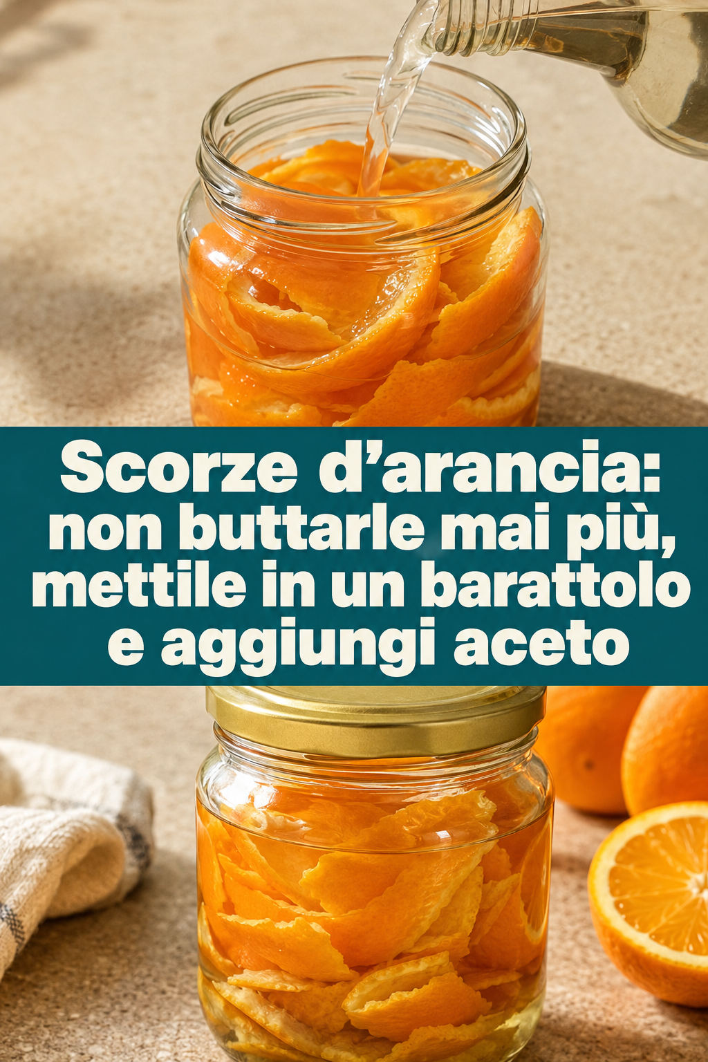 Scorze d’arancia: non buttarle mai più, mettile in un barattolo e aggiungi aceto
