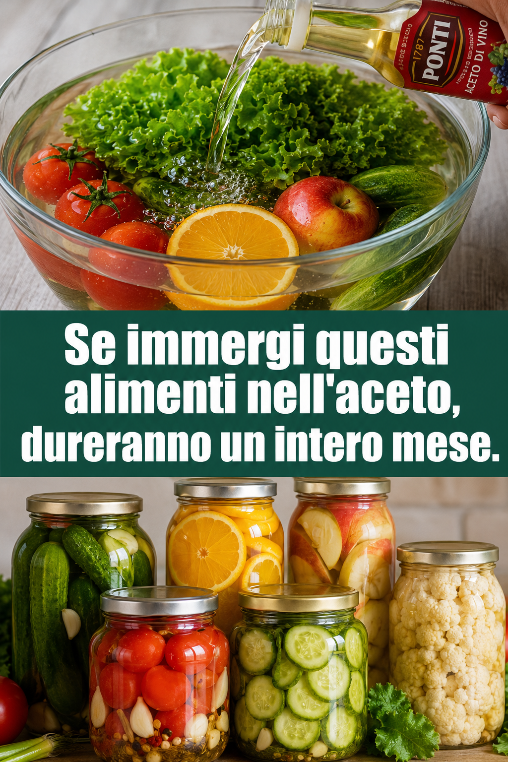Se immergi questi alimenti nell’aceto, dureranno un intero mese.