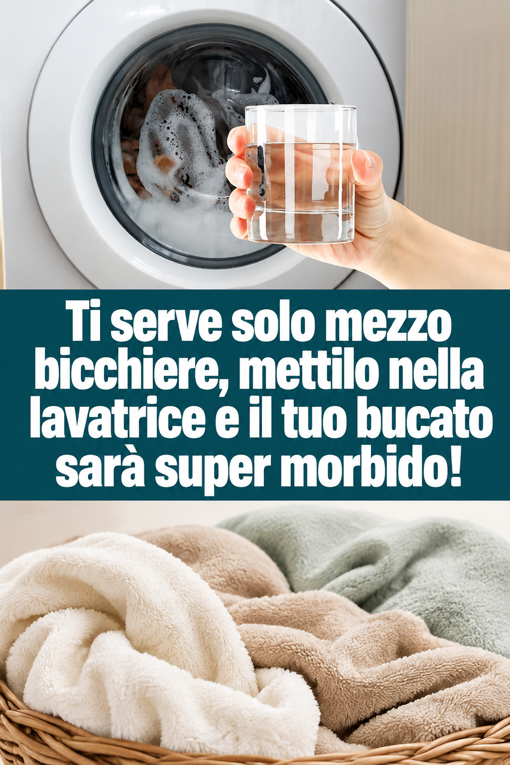 Ti serve solo mezzo bicchiere, mettilo nella lavatrice e il tuo bucato sarà super morbido!