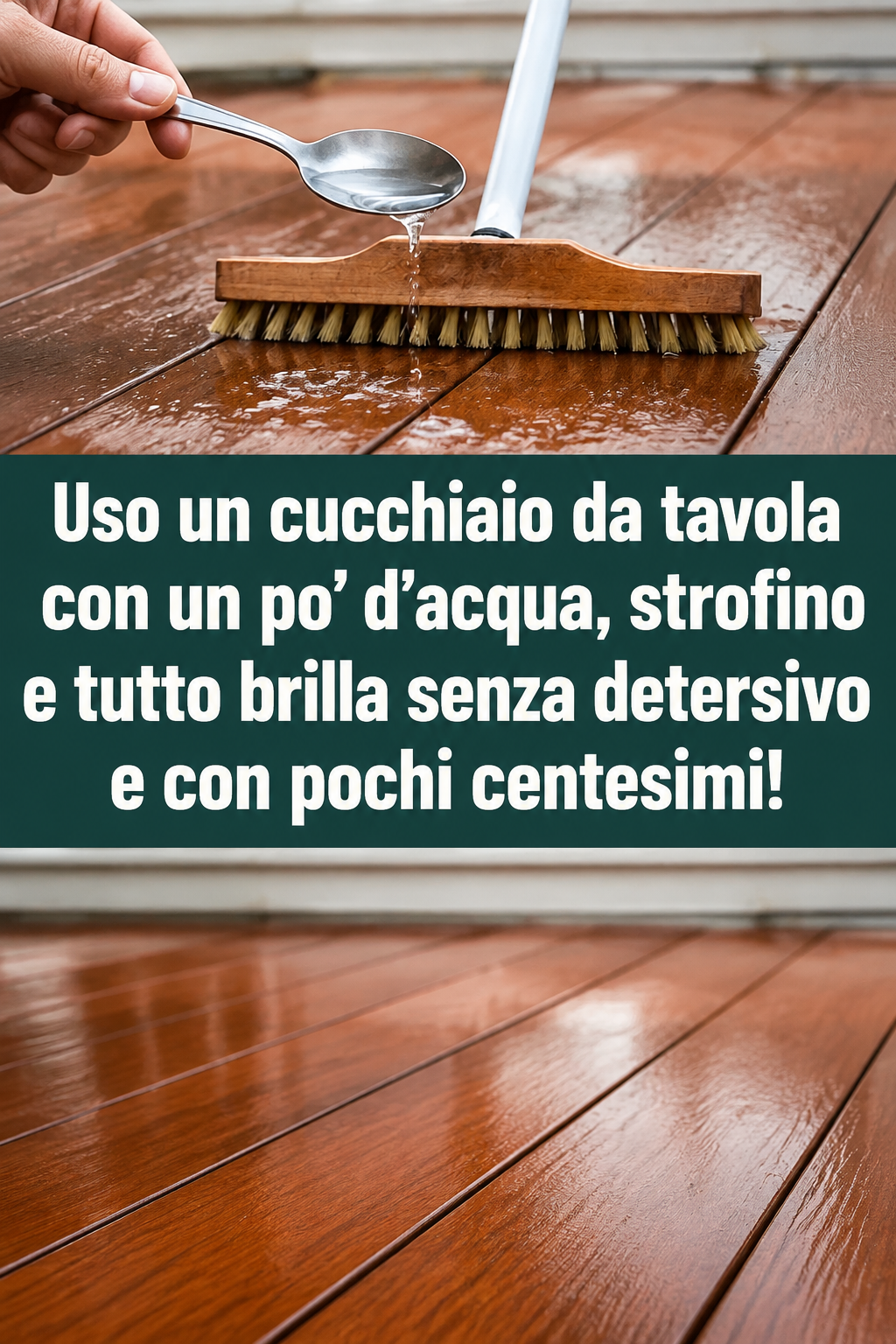 Uso un cucchiaio da tavola con un po’ d’acqua, strofino e tutto brilla senza detersivo e con pochi centesimi!